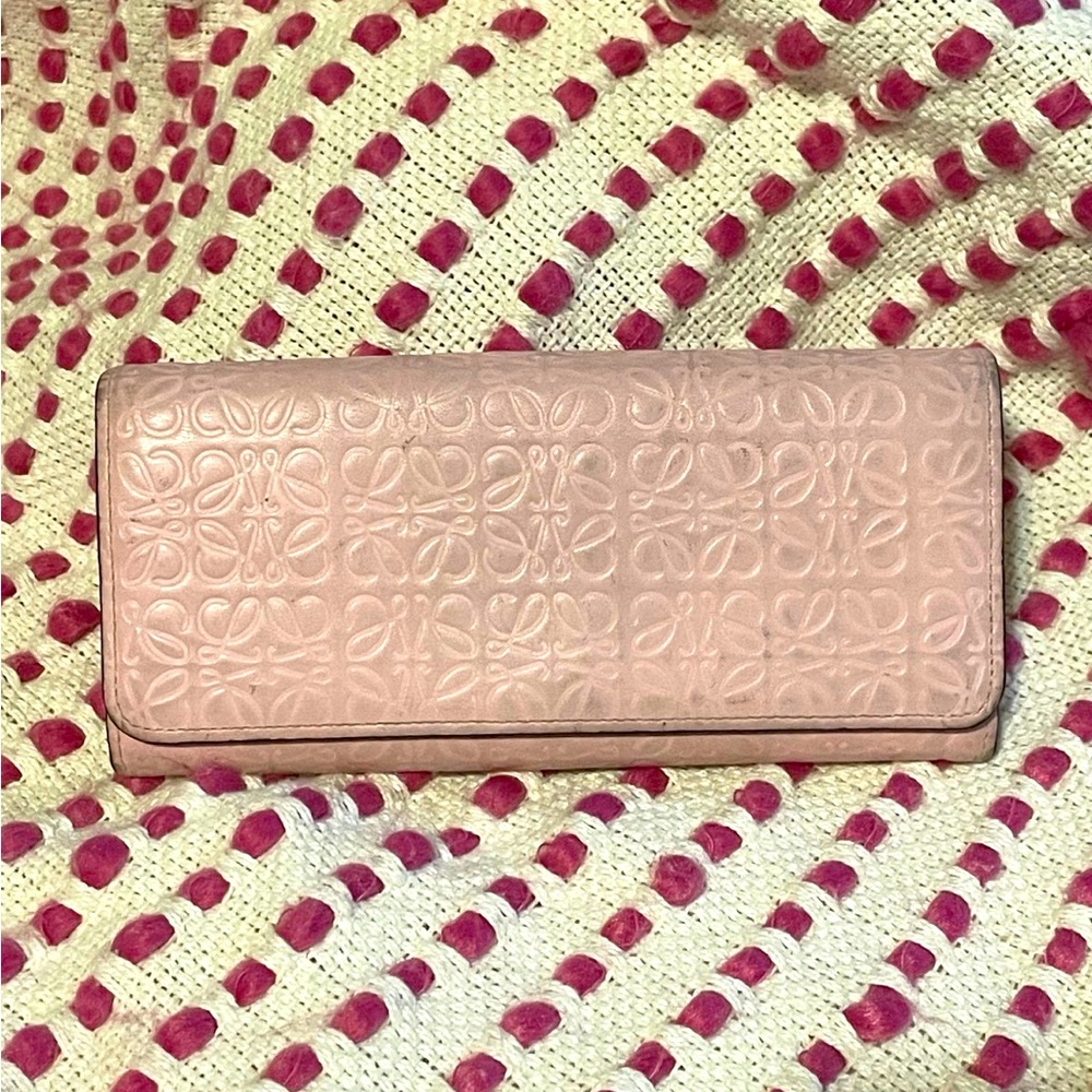 LOEWE light pink anagram long wallet